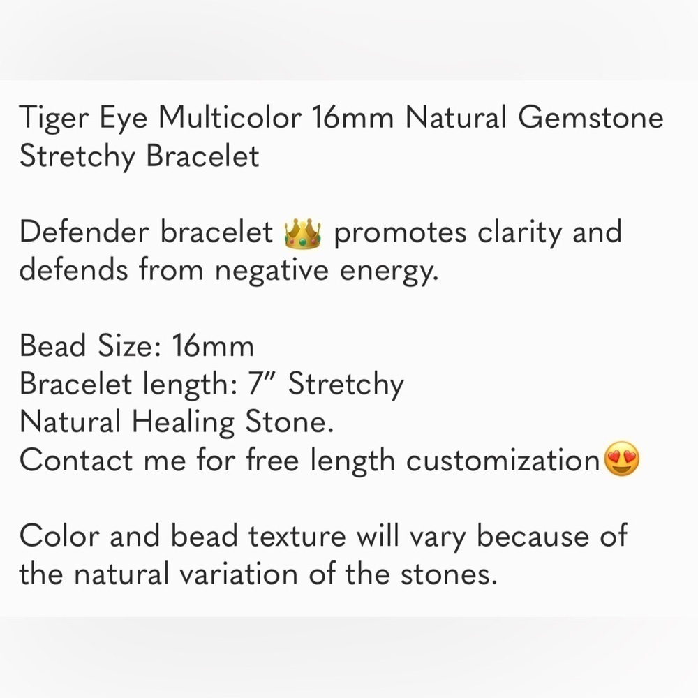 💸SOLD💸Tiger Eye Multicolor 16mm Natural Gemstone Stretchy Bracelet - Picture 4 of 7
